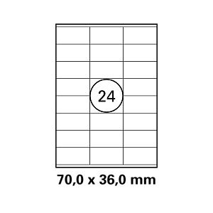 Λευκή ετικέτα διαστάσεων 70x36mm σε φύλλο Α4