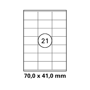 Λευκή ετικέτα διαστάσεων  70x41mm  σε φύλλο Α4