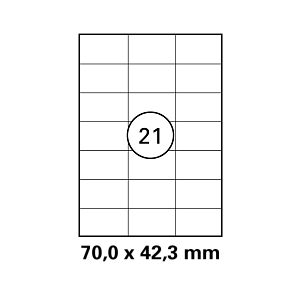 Λευκή ετικέτα διαστάσεων  70x42,3mm σε φύλλο  Α4