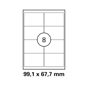 Λευκή ετικέτα διαστάσεων  99,1x67,7mm σε φύλλο Α4
