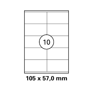 Λευκή ετικέτα διαστάσεων  105x57mm σε φύλλο  Α4