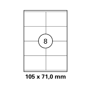 Λευκή ετικέτα διαστάσεων  105x71mm σε φύλλο Α4