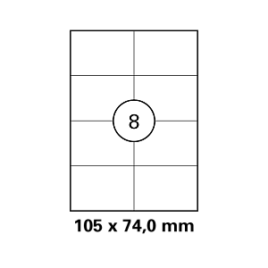 Λευκή ετικέτα διαστλασεων  105x74mm σε φύλλο Α4