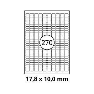 Λευκή ετικέτα διαστάσεων  17,8x10mm ,25φ σε φύλλο Α4