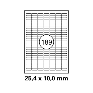 Λευκή ετικέτα διαστάσεων  25,4x10mm 25φ σε φύλλο Α4