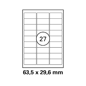 Λευκή ετικέτα διαστάσεων  63,5x29,6mm 25φ σε φύλλο Α4