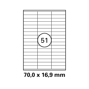 Λευκή ετικέτα διαστάσεων  70x16,9mm σε φύλλο  Α4