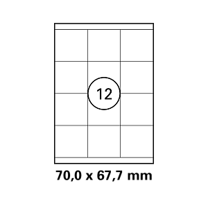 Λευκή ετικέτα διαστάσεων  70x67,7mm σε φύλλο  Α4