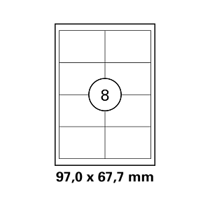 Λευκή ετικέτα διαστάσεων  97x67,7mm σε φύλλο Α4