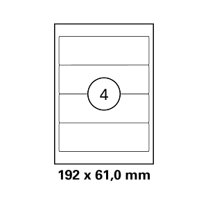 Λευκή ετικέτα διαστάσεων  192x61mm σε φύλλο Α4