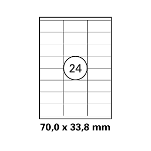 Λευκή ετικέτα διαστάσεων 70x33,8mm σε φύλλο Α4
