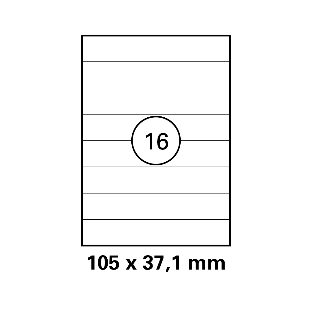 Λευκή ετικέτα διαστάσεων 105x37,1mm ΣΕ ΦΥΛΛΟ Α4