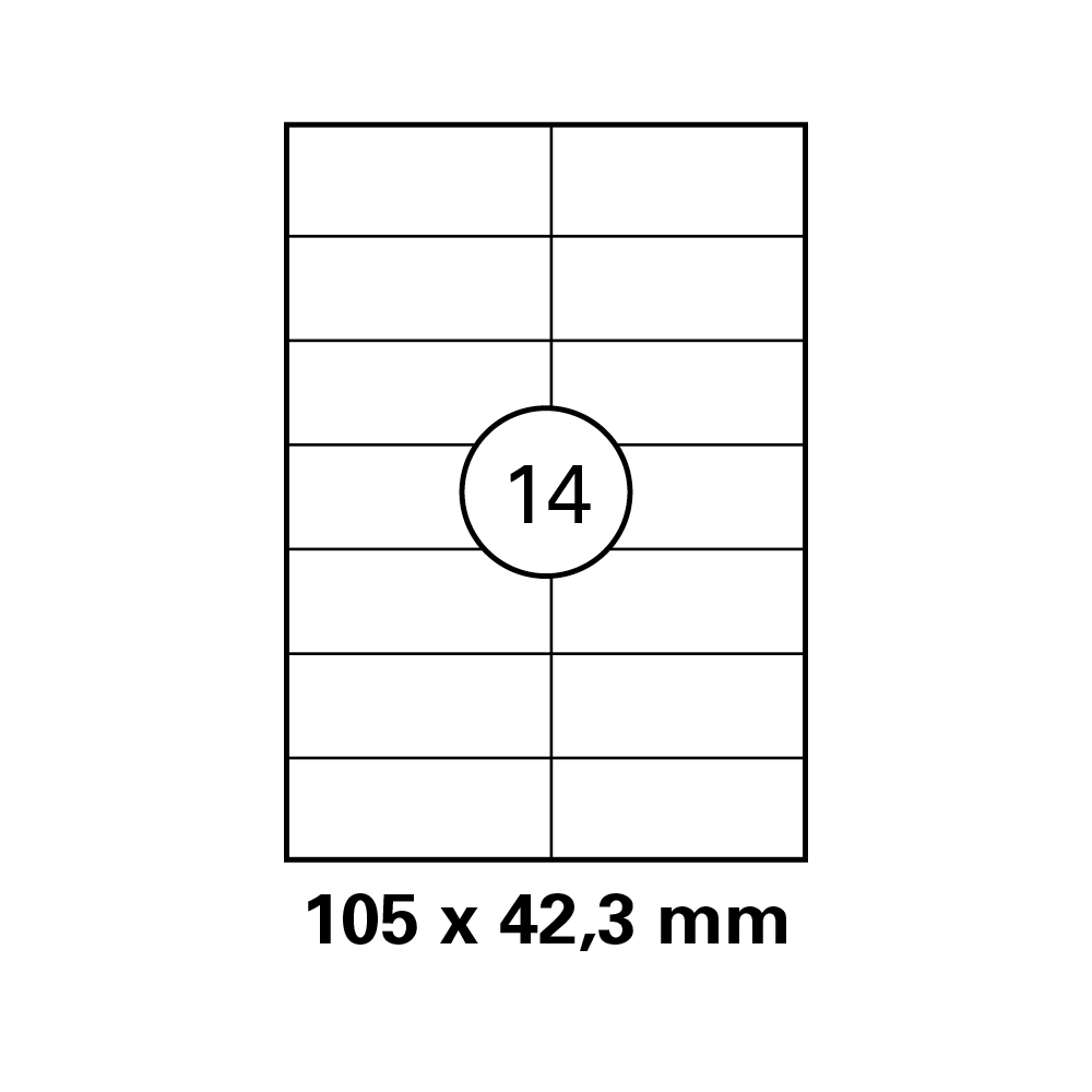 Λευκή ετικέτα διαστάσεων  105x42,3mm σε φύλλο Α4