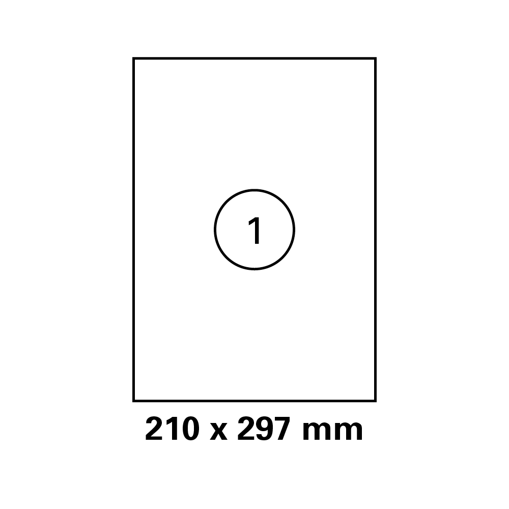 Λευκλη ετικέτα διαστάσεων 210x297mm σε φύλλο Α4
