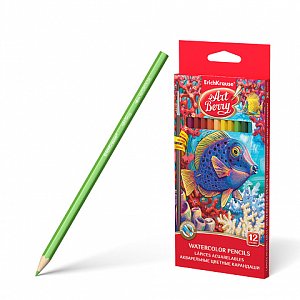 Χρωματιστά μολύβια ακουαρέλας με πινέλο  Art berry®,12χρώματα