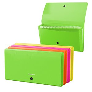 Γραμματιοθήκη check  μπλέ, 12 τσέπες,neon mixed