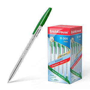 Στυλό διαρκείας ErichKrause R-301 Classic Stick 1.0 mm, με διαφανές εξάγωνο σώμα