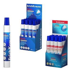 Λευκή κόλλα PVA ErichKrause Extra, 50 ml (έκθεση 12 τεμαχίων)