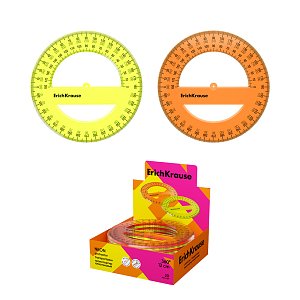 Πλαστικό μοιρογνωμόνιο ErichKrause Neon, 360°/12cm