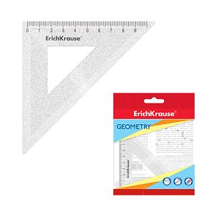 Πλαστικός γνώμονας ErichKrause Glitter, 45°/9cm, διαφανής.
