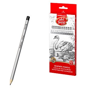 Σετ 12 μολύβια γραφίτη ArtBerry®, εξαγωνικά, 2Н, Н, F, HB, В, 2В, 3В, 4В, 5В, 6В, 7В, 8В