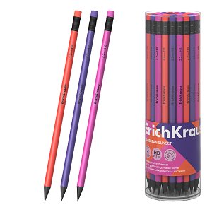 Μολύβι γραφίτη ErichKrause Caribbean Sunset, στρογγυλό, με γόμα, HB (σε σωληνάριο 42 τεμ.)