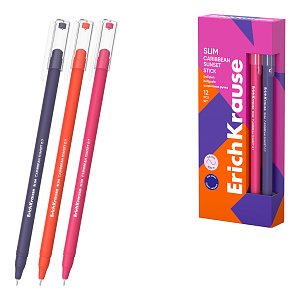 Στυλό ErichKrause Slim Stick Caribbean Sunset 0.7, χρώμα μελανιού: μπλε (κουτί 12 τεμ.)