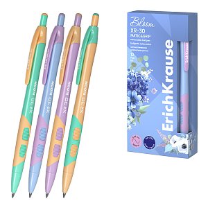 Στυλό με κουμπί ErichKrause XR-30 Matic&Grip Pastel Bloom 0.7, χρώμα μελανιού: μπλε (κουτί 12 τεμ.)