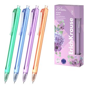 Στυλό με κουμπί ErichKrause Nymph Matic Pastel Bloom 0.7, χρώμα μελανιού: μπλε (κουτί 12 τεμ.)
