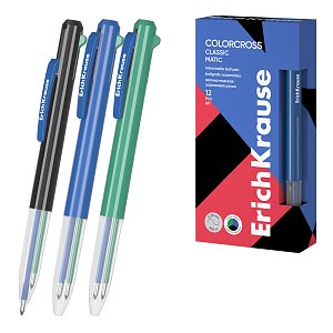 Στυλό με κουμπί 3 σε 1 ErichKrause Colorcross Matic Classic 0.7, χρώμα μελανιού: διάφορα χρώματα (κουτί 12 τεμ.)