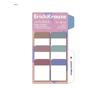 Σελιδοδείκτες πλαστικοί αυτοκόλλητοι ErichKrause Manga, 25x38 mm, 60 φύλλα, 6 χρώματα