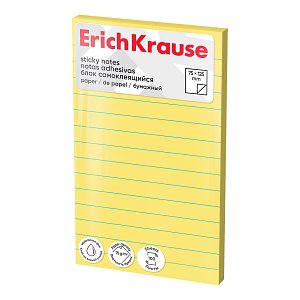 Αυτοκόλλητα χαρτάκια σημειώσεων ErichKrause 125x75 mm, 100 φύλλα, κίτρινο
