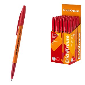 Στυλό ErichKrause Slender® Stick Orange 0.7, Super Glide Technology, χρώμα μελανιού: κόκκινο (κουτί 50 τεμ.)