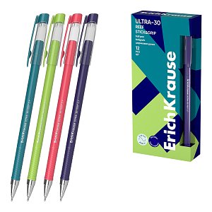 Στυλό ErichKrause ULTRA-30 Stick&Grip Reef 0.7, Super Glide Technology, χρώμα μελανιού: μπλε (κουτί 12 τεμ.)