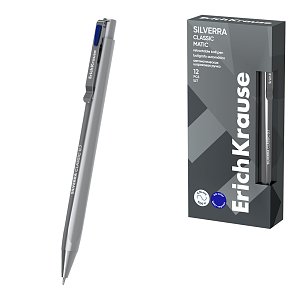 Στυλό με κουμπί ErichKrause Silverra Matic Classic 0.7, Super Glide Technology, χρώμα μελανιού: μπλε (κουτί 12 τεμ.)