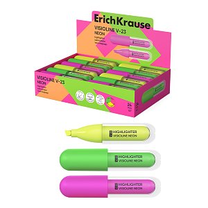 Μαρκαδόρος υπογράμμισης ErichKrause Visioline V-23 Neon, διάφορα χρώματα μελανιού (display 24 τεμ.)