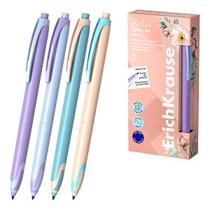 Στυλό rollerball με κουμπί ErichKrause TipFlow Matic Pastel Bloom 0.5, χρώμα μελανιού: μπλε (κουτί 12 τεμ.)