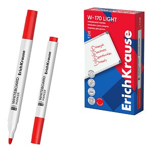 Μαρκαδόρος λευκού πίνακα ErichKrause W-170 Light, χρώμα μελανιού: κόκκινο (κουτί 12 τεμ.)