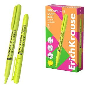 Μαρκαδόρος υπογράμμισης ErichKrause Visioline V-15 Light Neon, χρώμα μελανιού: κίτρινο (κουτί 12 τεμ.)