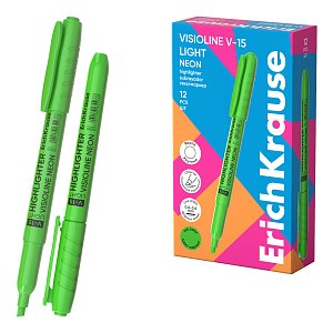 Μαρκαδόρος υπογράμμισης ErichKrause Visioline V-15 Light Neon, χρώμα μελανιού: πράσινο (κουτί 12 τεμ.)