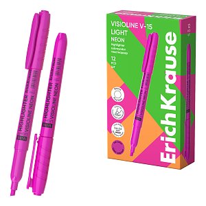 Μαρκαδόρος υπογράμμισης ErichKrause Visioline V-15 Light Neon, χρώμα μελανιού: ροζ (κουτί 12 τεμ.)
