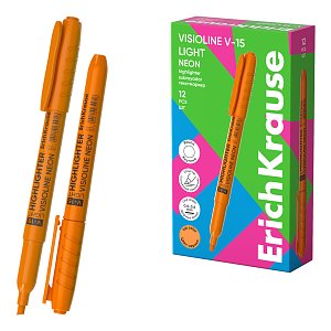 Μαρκαδόρος υπογράμμισης ErichKrause Visioline V-15 Light Neon, χρώμα μελανιού: πορτοκαλί (κουτί 12 τεμ.)