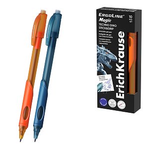 Στυλό gel σβηνόμενο ErichKrause ErgoLine® Magic Stick&Grip Techno Dino 0.5, χρώμα μελανιού: μπλε (κουτί 10 τεμ.)