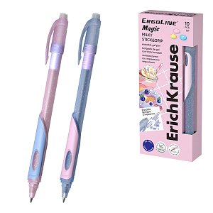 Στυλό gel σβηνόμενο ErichKrause ErgoLine® Magic Stick&Grip Milky 0.5, χρώμα μελανιού: μπλε (κουτί 10 τεμ.)