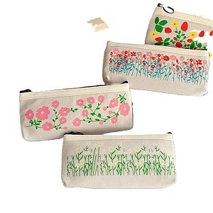 Κασετίνα φάκελος κανβάς  Flower