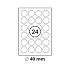 Λευκή ετικέτα διαστάσεων  Φ 40 σε φύλλο Α4
